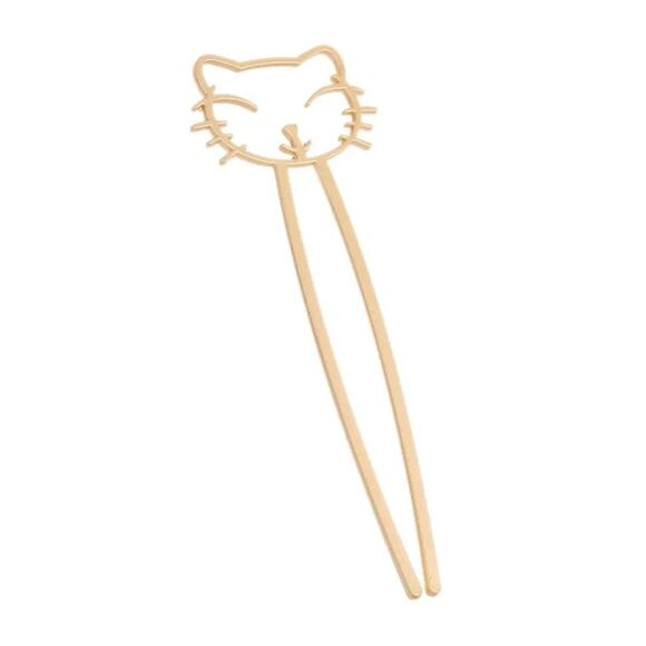 Cat Design Bronze Gold Metal Hair Accessory 1 Piece Pin - Picture 3 of 5